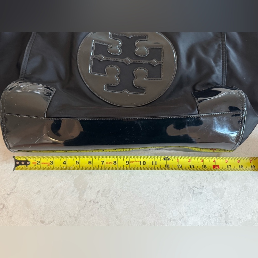 Tory Burch Black Nylon Tote with Patent Logo - Picture 11 of 15